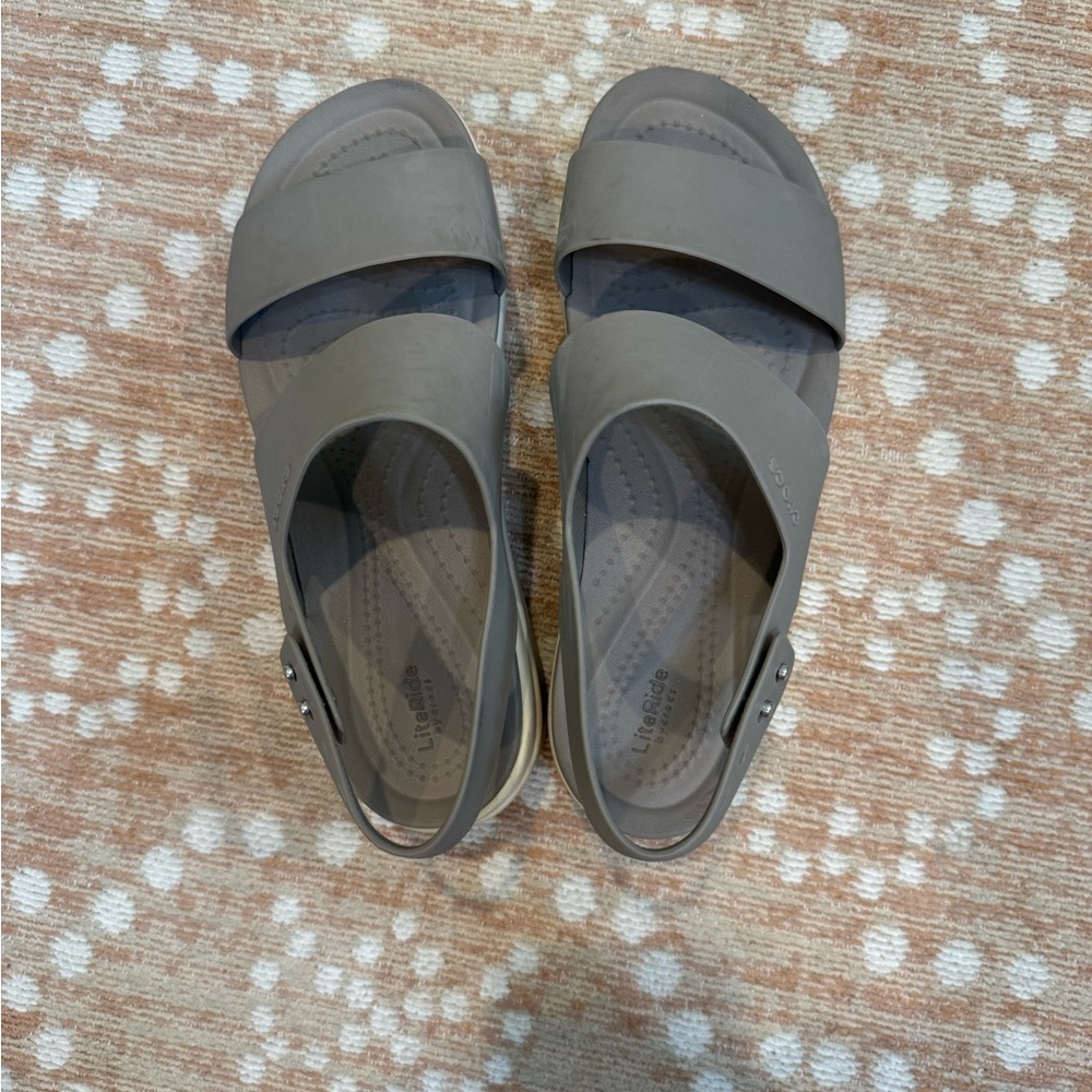 Lite Ride by Crocs Taupe Gray Women's Slingback Comfort Sandals
